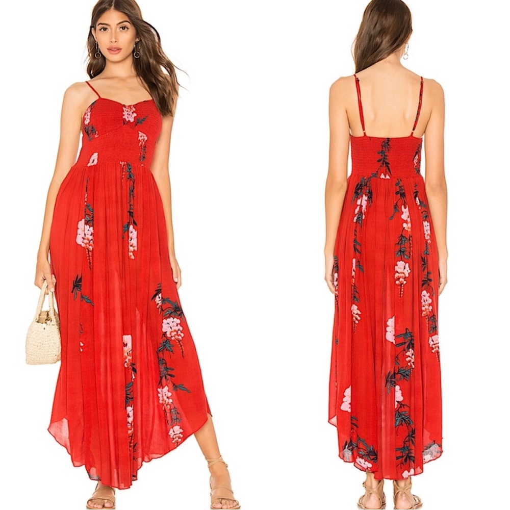 Intimately Free People Beau Smocked Printed Slip Floral Beach Maxi Dress